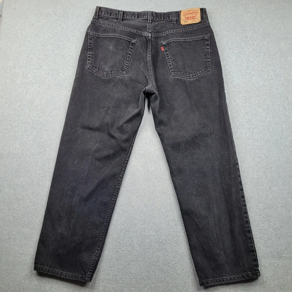 Levi's 550 Relaxed Fit Jeans Mens 38x30 Black Denim Tapered Leg‎ Classic Cotton